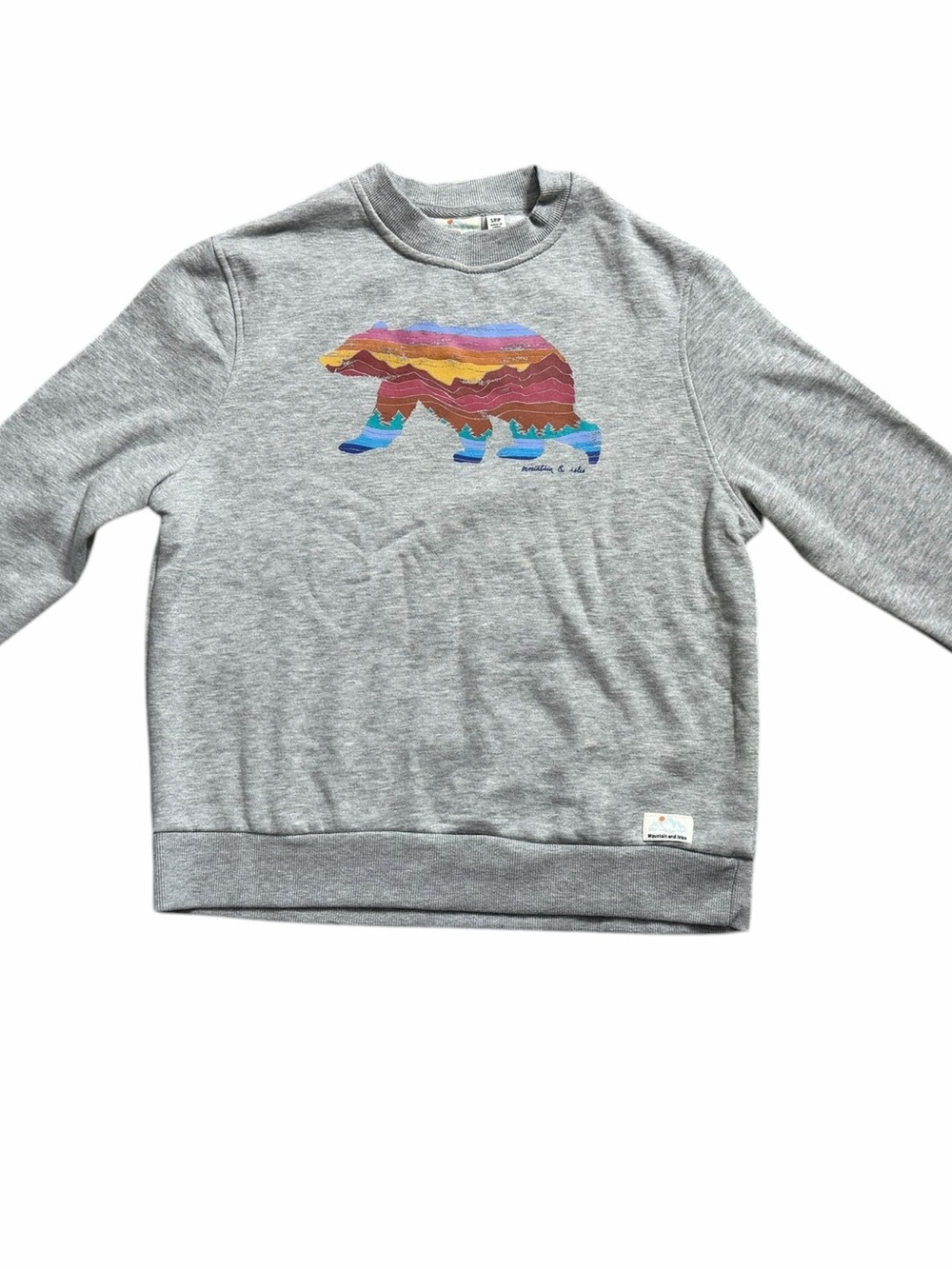 Mountain and Isles Bear Graphic Sweatshirt Gray Fleece Pullover S/P‎